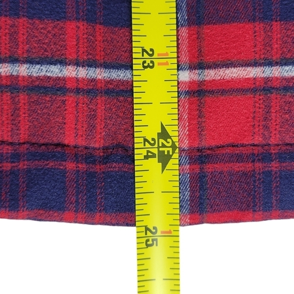 The North Face 700 Puffer Vest Women Size M Goose Down Zip Snaps Red Navy Plaid - Picture 12 of 14